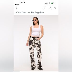 Curve love low rise baggy jean in Cow Print